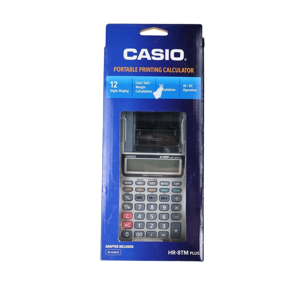 Casio HR-8TM Plus Portable Printing Calculator 12 Digit LCD Desktop Handheld